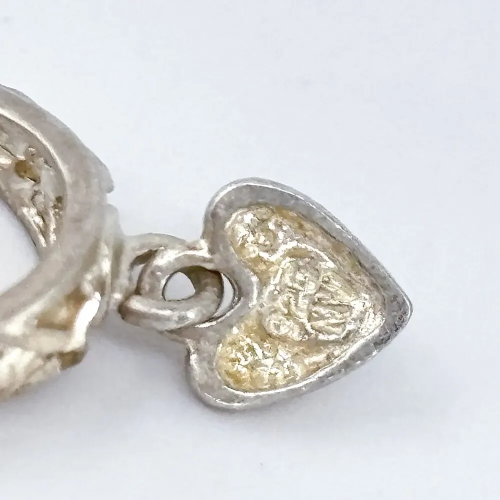 Vintage Sterling Silver 925 Heart Dangle Bracelet Charm